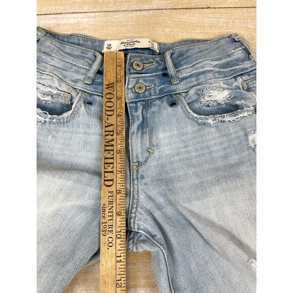 Abercrombie Fitch Jeans Women’s 26 Blue Mid Rise Straight Distressed OOAK *read - Picture 7 of 9